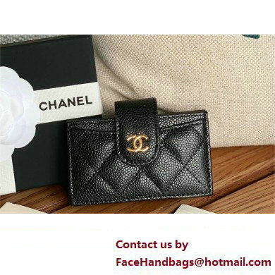 Chanel Grained Calfskin & GOLD-Tone Metal Card Holder AP0342 BLACK 2023 - Click Image to Close